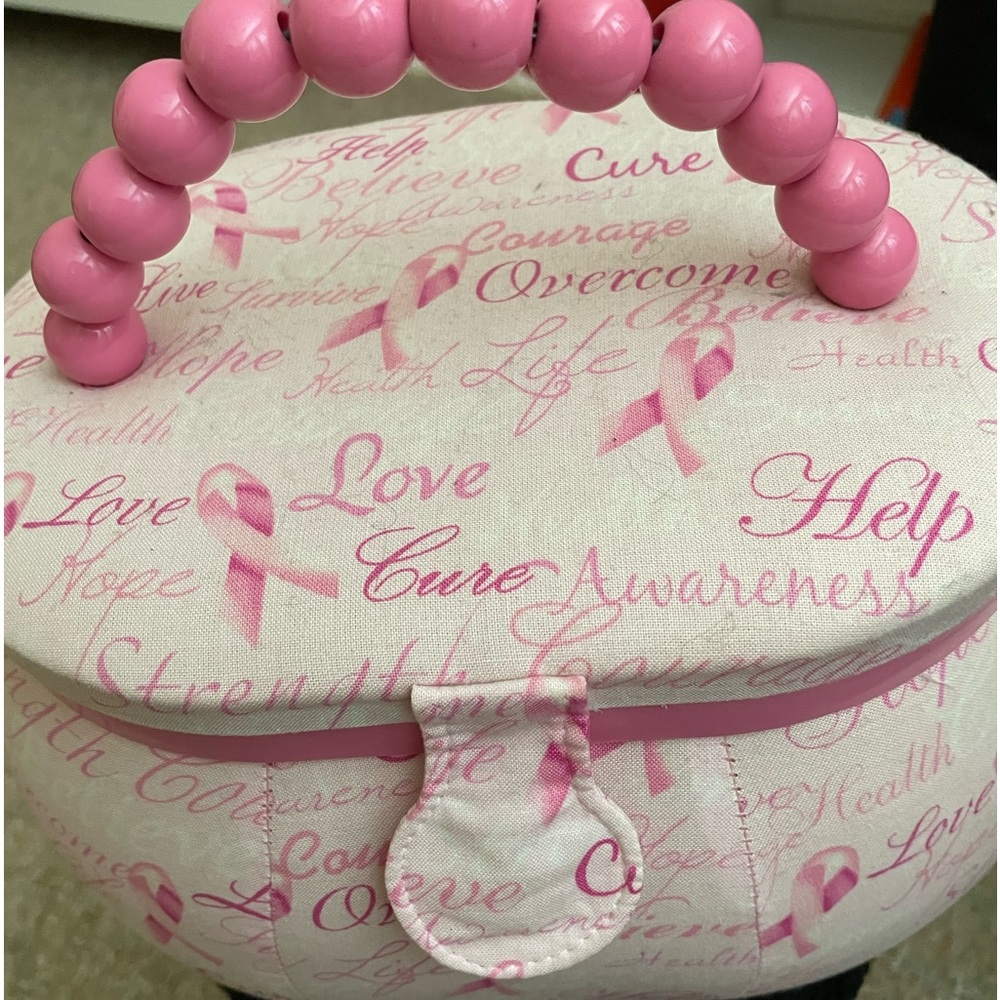 Pink Breast Cancer Awareness Print Sewing Box